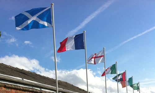 Vantage wall mounted Flagpole with vertical bracket