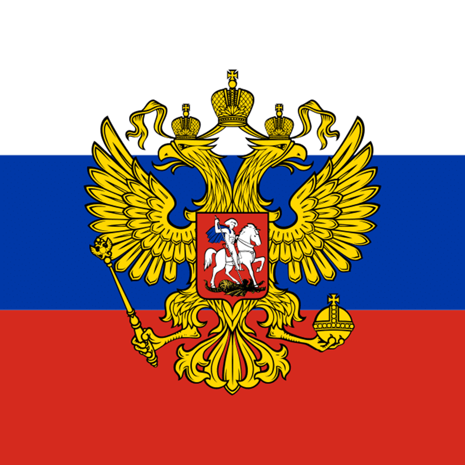 What is the population of Russia and what does the flag symbolise