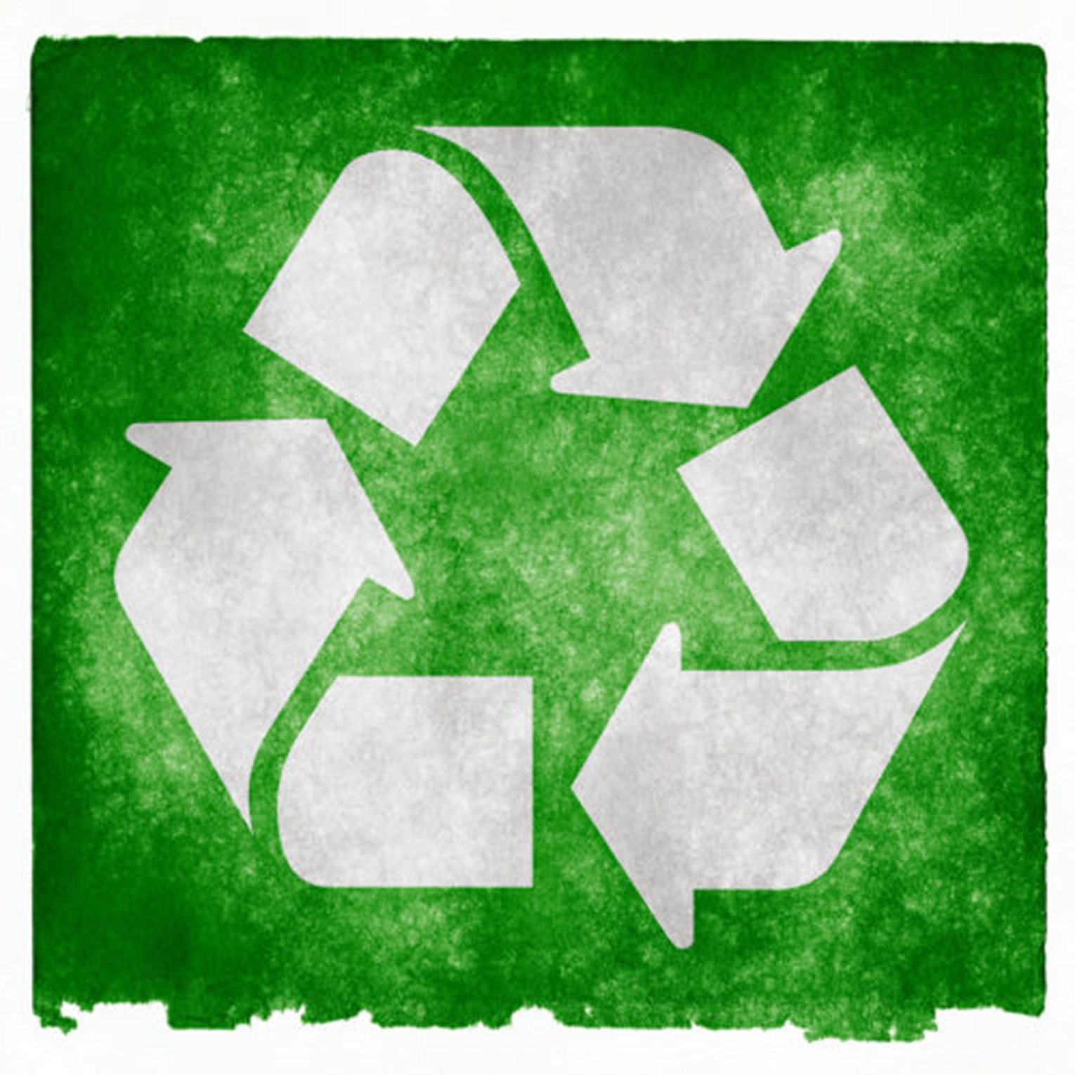 green background white recycling icon